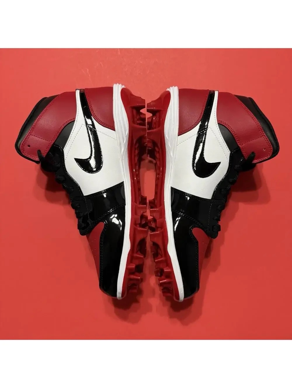 Nike Air Jordan 1 Retro MID TD Red Black Baseball Cleats FJ6805 601 Men New